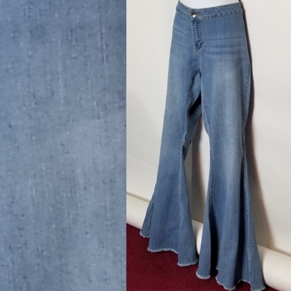 Bell Bottom Wide Leg Medium Wash Jeans - Picture 3 of 8